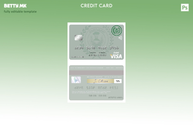 Модерен стил Шаблон за виза за дебитна картичка Ирак Рафидијанска банка